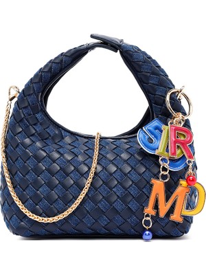 Derimod Kadın Mavi Uzun Askılı Örgülü Mini Kol Çantası 26SBD261029