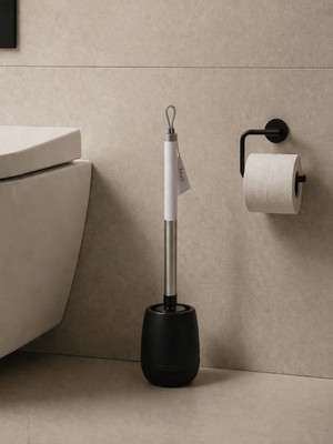 Silikon Başlıklı Mat Siyah Paslanmaz Detaylı Tuvalet Fırçası ve Standı – Modern, Şık Wc Fırçası  VICHY-7051