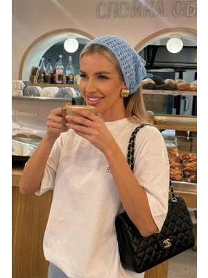 Bahels Kadın Mavi File Model Bandana, Örgü Bandana