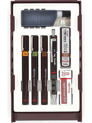  rotring rapido kalemi ısograph set pergelsiz (0.2-0.3-0.5)+tikky