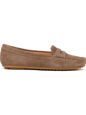 Derimod Kadın Vizon Süet Deri Loafer 26PFD291210