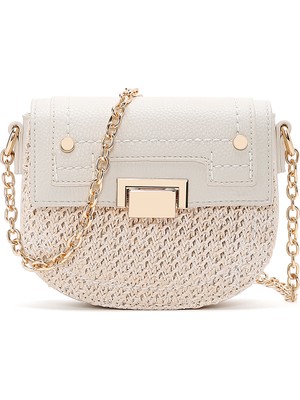 Derimod Kadın Krem Uzun Askılı Örgülü Mini Çapraz Çanta 26SBD2706M7