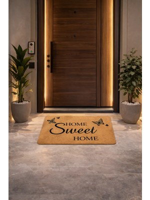 Esnature Evim Evim Güzel Evim Home Sweet Home Kahverengi Kapı Önü Paspası 45X70 cm