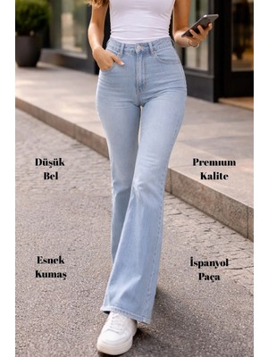 Cedy Denım Kadın 5 Cep Düşük Bel Ispanyol Paça Skinnyfit Esnek Jean Pantolon C619