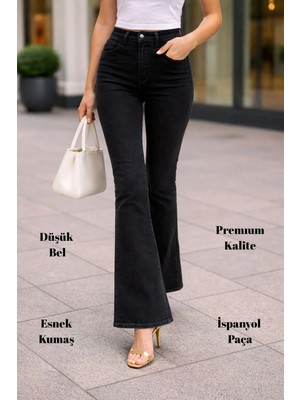Cedy Denım Kadın 5 Cep Düşük Bel Ispanyol Paça Skinnyfit Esnek Jean Pantolon C619