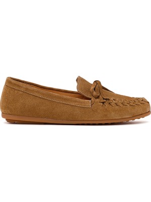Derimod Kadın Taba Süet Deri Loafer 26PFD260510