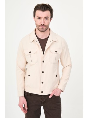 MCR Düz Slim Fit Gömlek Yaka Çıtçıtlı Erkek Mont