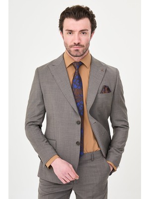 MCR Ince Çizgili Slim Fit Geniş Yaka Premium Yün Erkek Takım Elbise