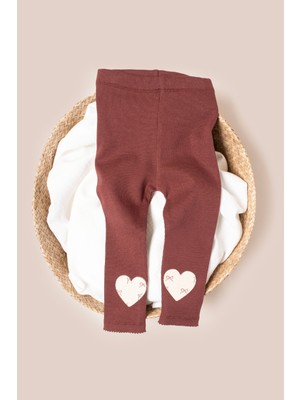 Vauva Kız Çocuk Tayt Kalp Nakışlı Esnek Yazlık Tayt