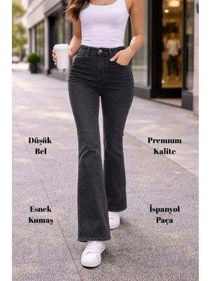 Cedy Denım Kadın 5 Cep Düşük Bel Ispanyol Paça Skinnyfit Esnek Jean Pantolon C619