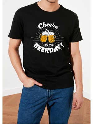 Venüs Dijital Cheers Beerday Baskılı Bira Doğum Günü Baskılı Tişört