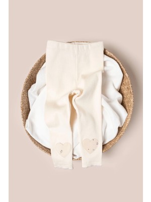 Vauva Kız Çocuk Tayt Kalp Nakışlı Esnek Yazlık Tayt