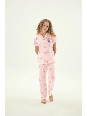 Zeyzey 8979 Kız Ç. Düğmeli Baskılı Pijama Takım