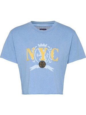 Tommy Hilfiger Kadın Mavi Tommy Hilfiger Tjcw Varsıty Graphıc, C3Q Mavi Kadın T-Shirt & Polo