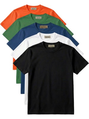 Hoxie Unisex Basic Pamuk Tişört Düz Renk Rahat Kalıp Günlük T-Shirt
