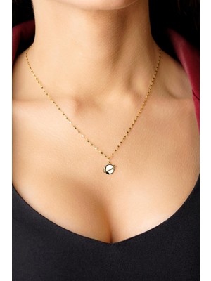 Fiyonk Kuyumculuk 14 Ayar Altın Satürn Gezegen Detaylı Aynalı Zincir Kolye