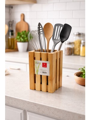 Vivatti Bambu Dik Kaşıklık,bamboo Bıçak Çatal Kaşık Tutacağı,dekoratif Tezgah Üstü Kaşıklık,bambu Mutfak Düzenleyici