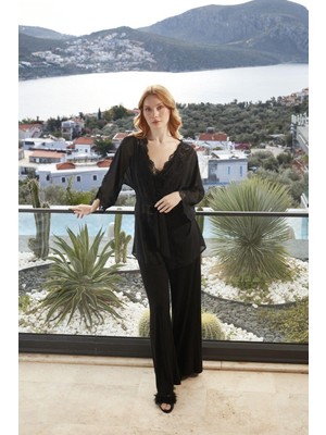 Cossy By Aqua Kadın Siyah 3'lü Pijama Takımı 26659