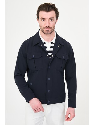 MCR Düz Slim Fit Gömlek Yaka Çıtçıtlı Erkek Mont