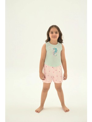 Zeyzey 8985 Kız Ç. Baskılı Şort Takım