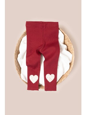 Vauva Kız Çocuk Tayt Kalp Nakışlı Esnek Yazlık Tayt
