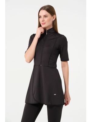 Tesmay Kadın Siyah Ince Kaplı Yarım Kapalı Tesettür Mayo