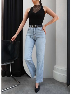 Esra Helvacı Kemerli Paça Kesik Orj Jean