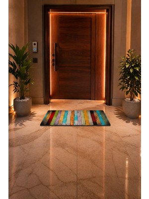 Esnature Rustik Ahşap Renkli Kapı Önü Paspası 45X70 cm