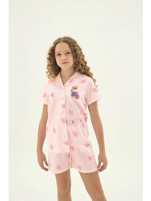 Zeyzey 8980 Kız Ç. Düğmeli Baskılı Şort Takım