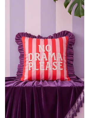 No Drama Please Nakışlı Dekoratif Kırlent Kılıfı