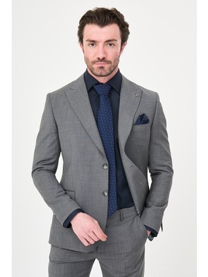 MCR Ince Çizgili Slim Fit Geniş Yaka Premium Yün Erkek Takım Elbise