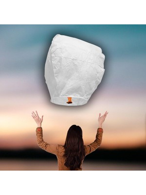 Süsle Bebek ve Parti Dilek Feneri, Dilek Balonu Beyaz - 1 Adet