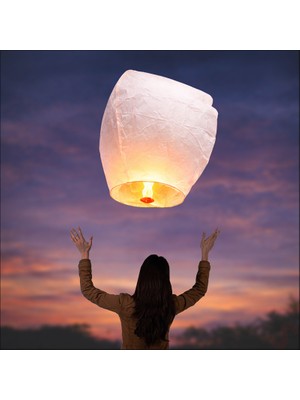 Süsle Bebek ve Parti Dilek Feneri, Dilek Balonu Beyaz - 1 Adet