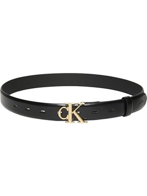 Calvin Klein Kadın Round Ck Buckle 30MM Smooth Kemer