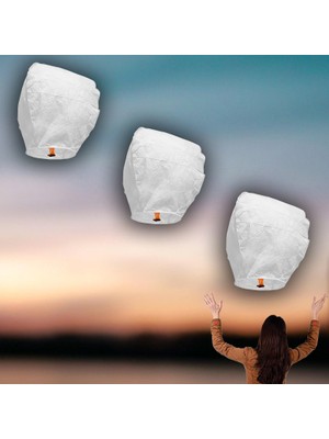 Süsle Bebek ve Parti Dilek Feneri, Dilek Balonu Beyaz - 3 Adet