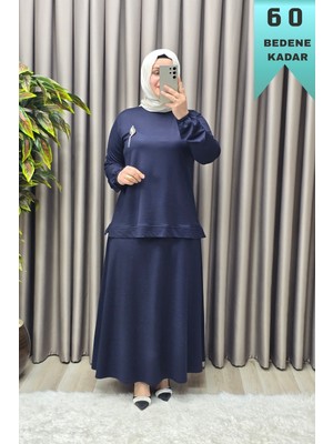 Elmas Tesettür Kadın Giyim Büyük Beden Kristal Bronşlu Spor Etekli Takım