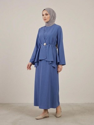Foremia Aksesuar Detay Ikili Elbise-Indigo -