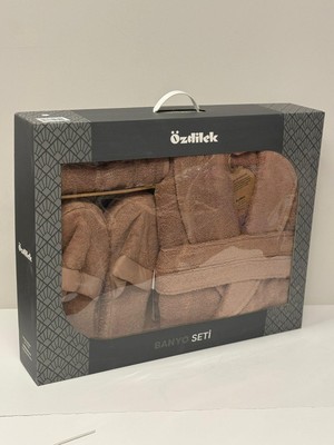 Özdilek Colourist Banyo Bornoz Seti Bej X-L Beden