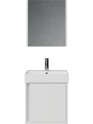 Creavit Vasa Kapaklı 50 cm Beyaz Lavabo Dolabı Ikili Set
