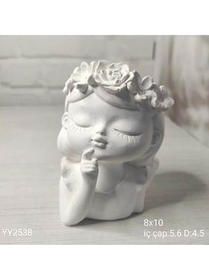 Yoyomold Kafası Çiçekli Düşünceli Kız Sukulent Saksı Silikon Kalıp