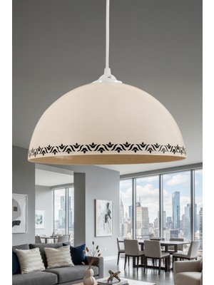 Marrien Luna Tulip Tekli Krem Metal Sarkıt (30 Cm) Salon, Mutfak & Cafe Için Dekoratif Avize