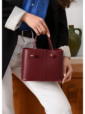 Özüm Çanta Kadın 3 Bölmeli Uzun Askılı Kol ve Omuz Çantası Bordo