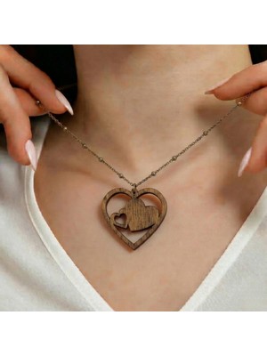 Koçak Takı Ahşap Kolye Modern Özgün Minimalist Takı Model No 255