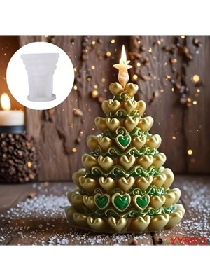Yoyomold YY5912 Kalp Şeklinde Noel Ağacı Biblo Mum Silikon Kalıp