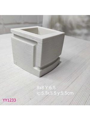 Yoyomold Kare Saksı Çizgili Silikon Kalıp