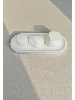 Yoyomold 4'lü Tasarım Beyaz Takı Tabağı-Sunumluk-Tasarım Biblo