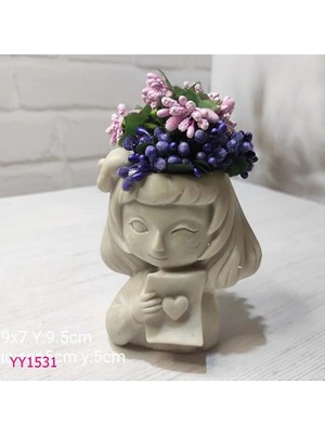 Yoyomold Elinde Kalpli Mektup Olan Sukulent Saksı Silikon Kalıp