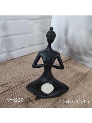 Yoyomold YY4207 Yogacı Kadın Elleri &ouml;n&uuml;nde Tea Lıght Mumluk