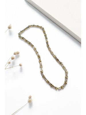 Luna Jewelry Kadın Gümüş Gold Renk Özel Seri Xox Model 316 L Çelik Kolye