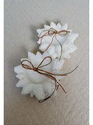 Yoyomold Kozalak Desenli 2 Li Beyaz Takı Tabağı-Sunumluk-Tasarım Biblo